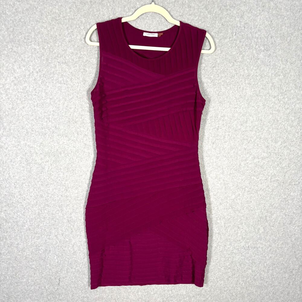 Clavin Klein Bandage Dress 10 Burgundy Pink Jersey‎ Career Office Party Tight